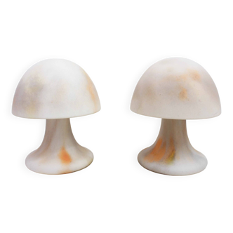 Pair of glass mushroom lamps