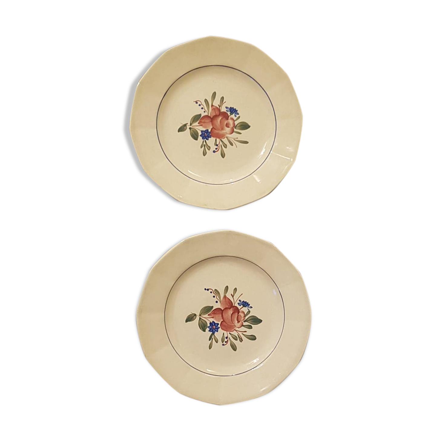 Lot of 2 plates Digoin Sarreguemines model 9177