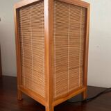 Vintage wooden and wicker lamp