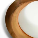 Pair of Mid Century wall or ceiling lamps made of glass with copper-plated