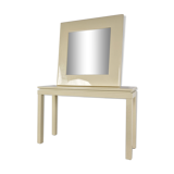 Vintage french lacquered console with mirror, 1980s