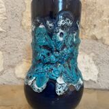 D’après BAY KERAMIK ou SCHEURICH, vase émaillé bleu