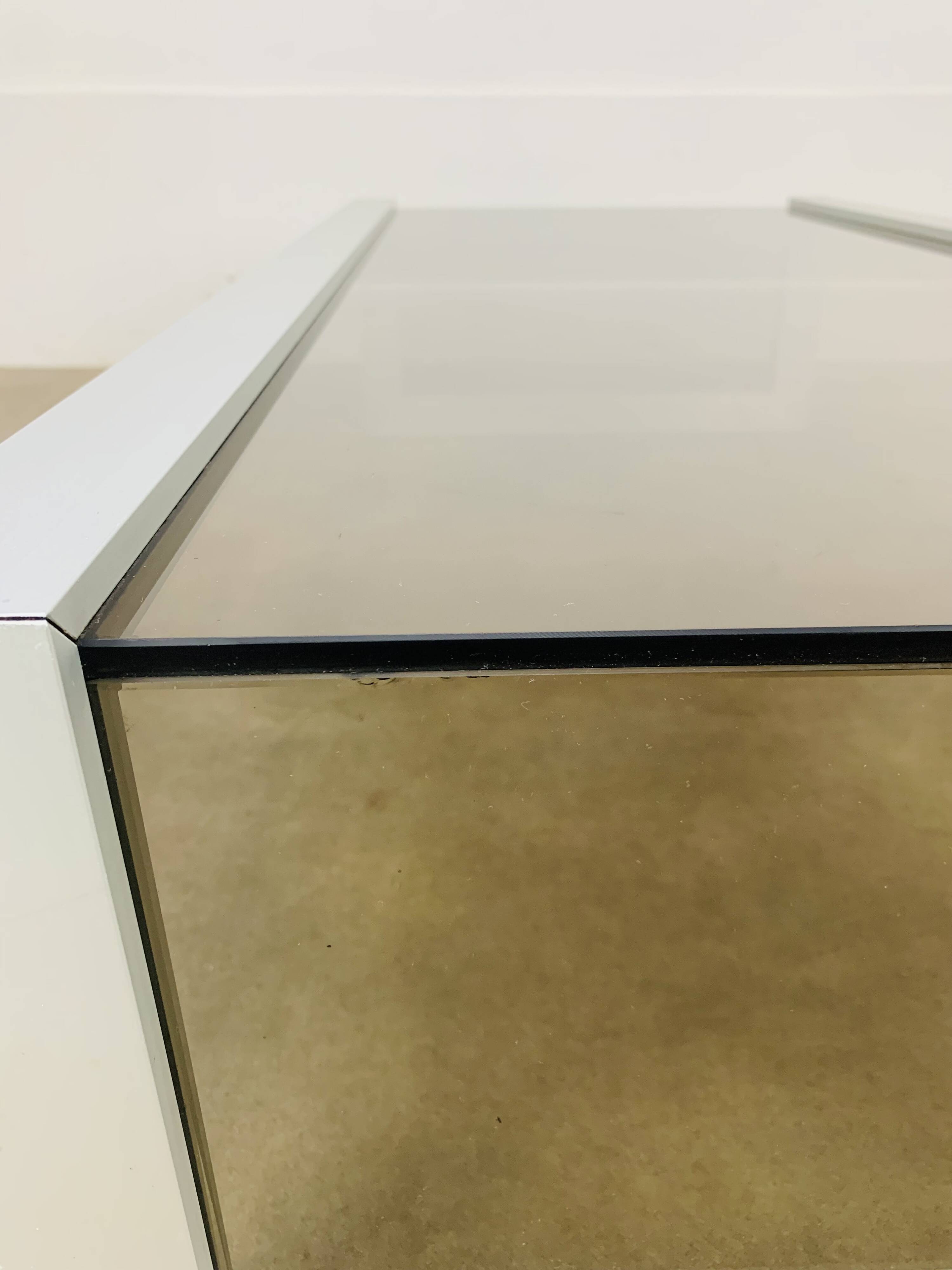 Aluminum and smoked glass coffee table, 1970s