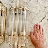 Venini wall lamps glass murano structure gold Italy 90s