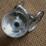 Pair of chrome metal candlesticks