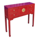 Console de style Ming en laque rouge et laiton doré