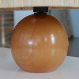 Wooden lamp and raffia lampshade, 70s