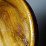Teak or acacia wooden bowl, vintage craftsmanship from the 70s to 2000s.