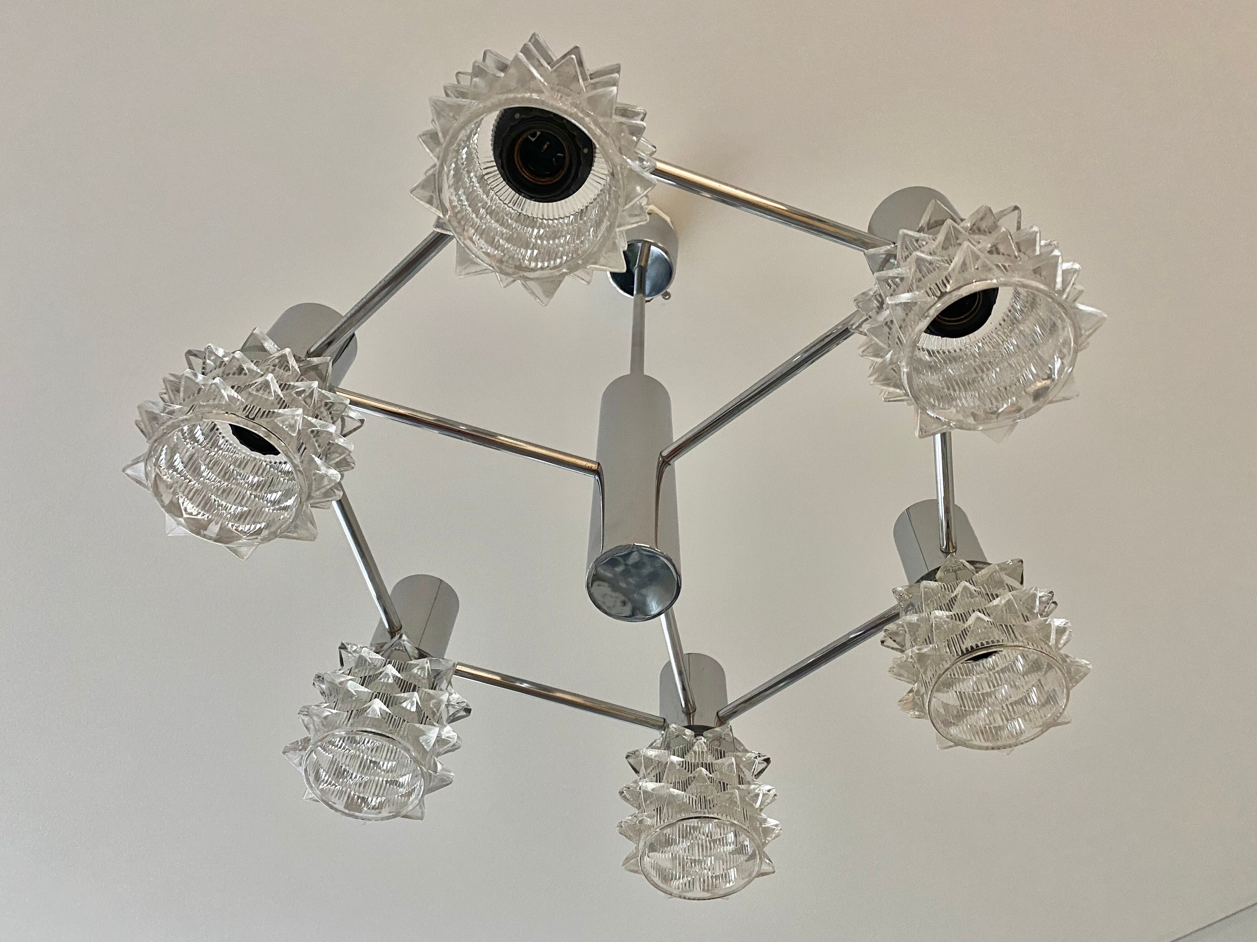 Vintage chrome and glass suspension