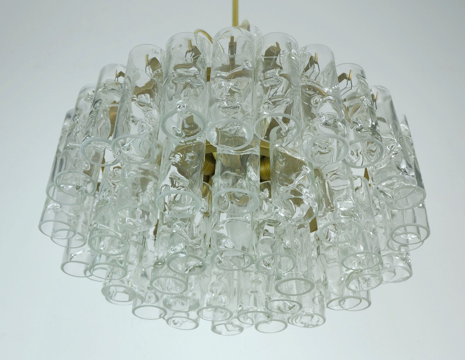 4-tier mid century chandelier with 62 glass tubes 60s