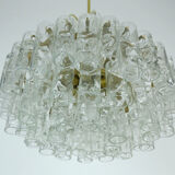 4-tier mid century chandelier with 62 glass tubes 60s
