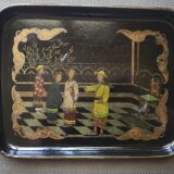 Asian lacquered wood top - late 19th / early 20th century