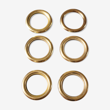 Lot 6 Golden metal towel rings