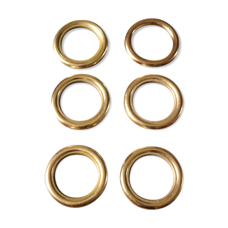 Lot 6 Golden metal towel rings