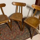 Set of 5 old wooden bistro chairs vintage "banana" folders