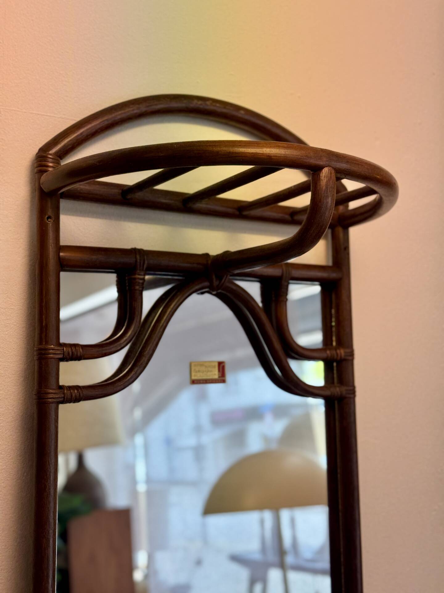 Ensemble de porte-manteau en bambou vintage des années 70.