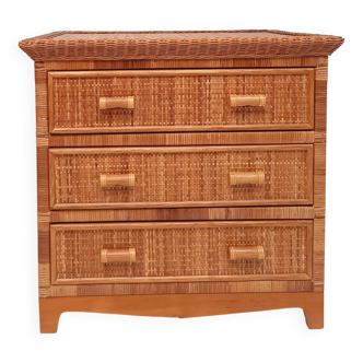 Commode en rotin et osier