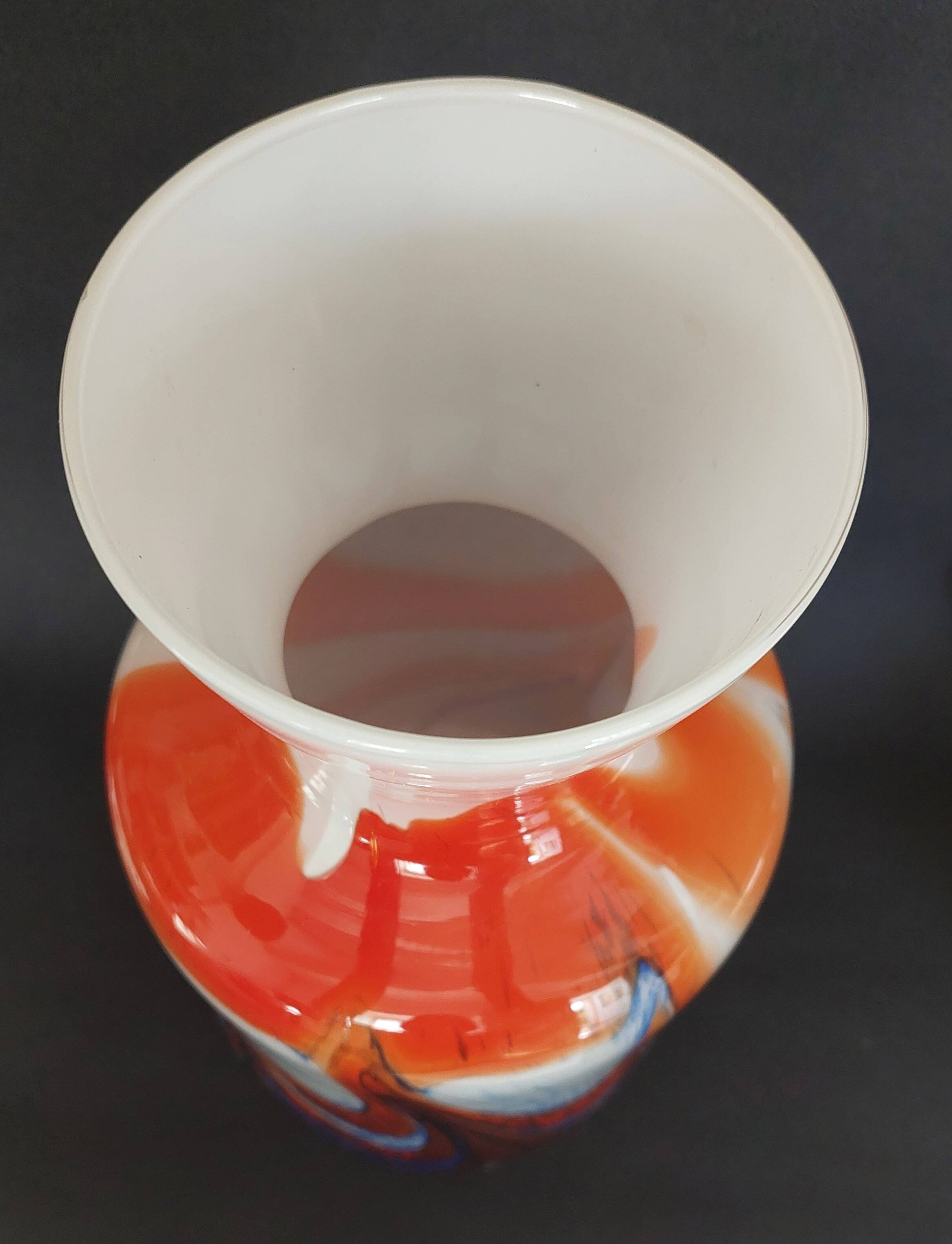 Modernist opaline vase Murano Carlo Moretti 60s-70s orange blue white