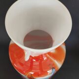 Modernist opaline vase Murano Carlo Moretti 60s-70s orange blue white