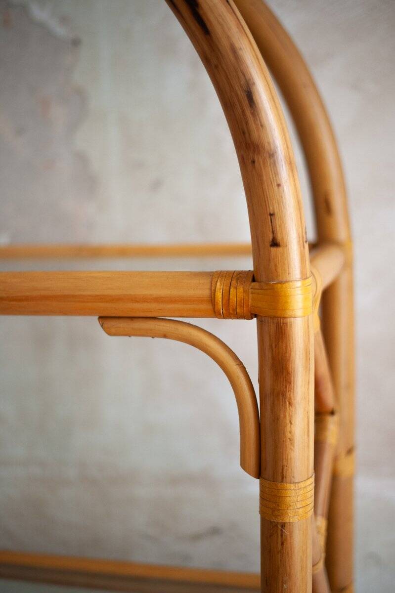 Vintage bamboo arch bookshelf, 1970s