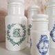 Set of 6 apothecary pots in white opaline 70s