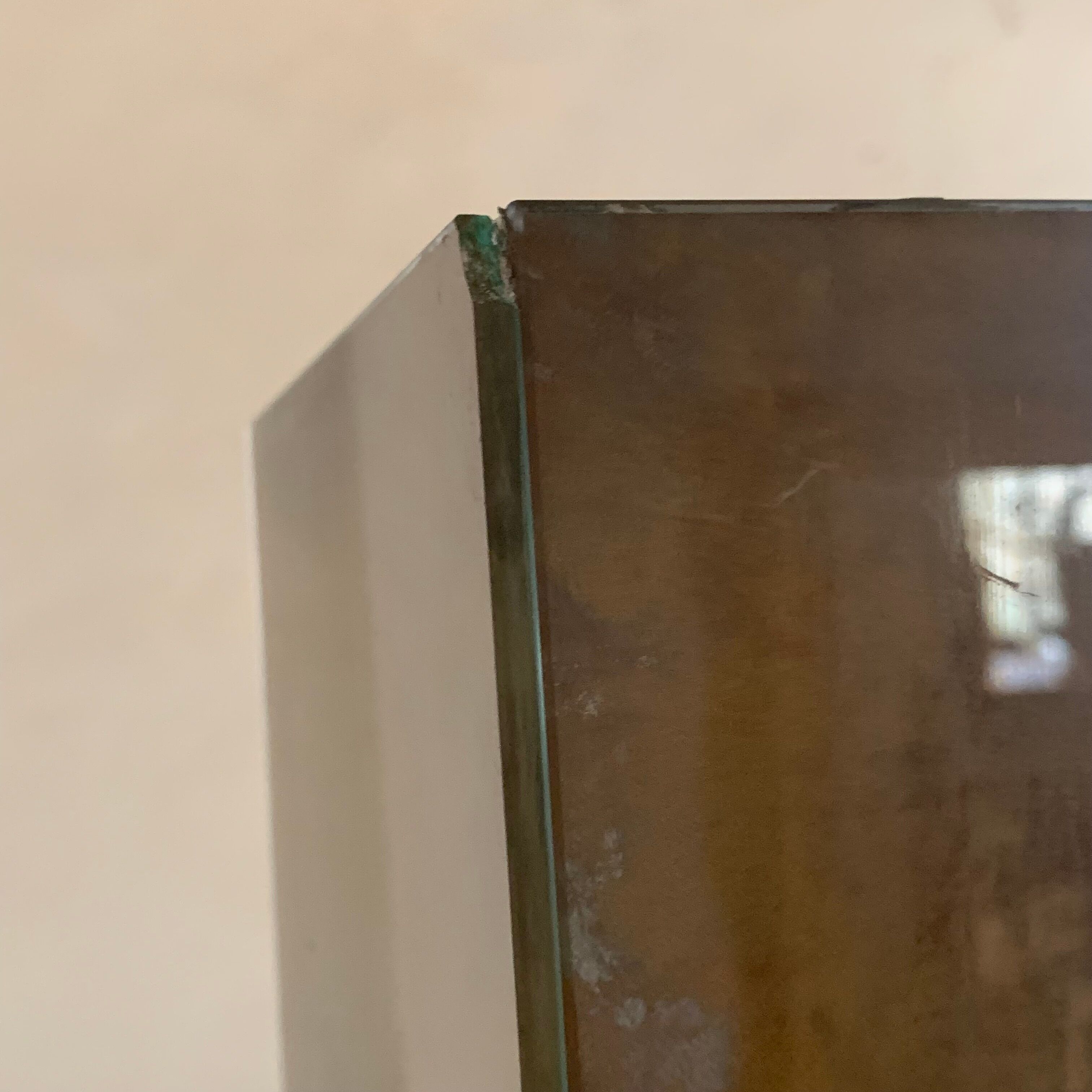 Totem column floor lamp in glass and vintage brass