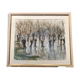Watercolor depicting trees with their reflections in the water