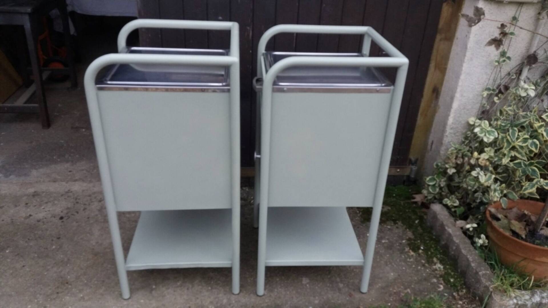 Pair of metal bedside tables from the 1950s.