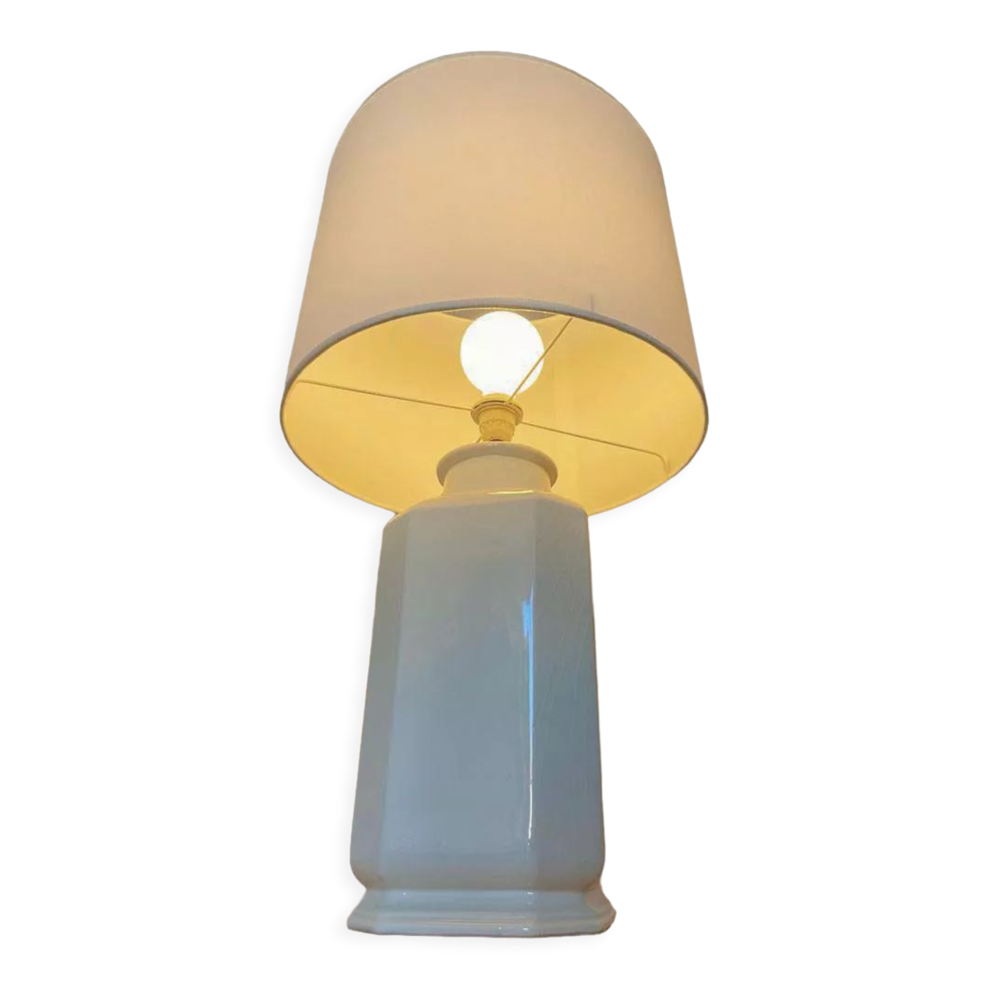 White lacquered ceramic table lamp, Italy 1970s