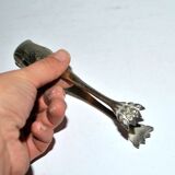 Vintage engraved silver metal lion claw sugar tongs