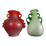 Pair of vintage glass paste ear vases