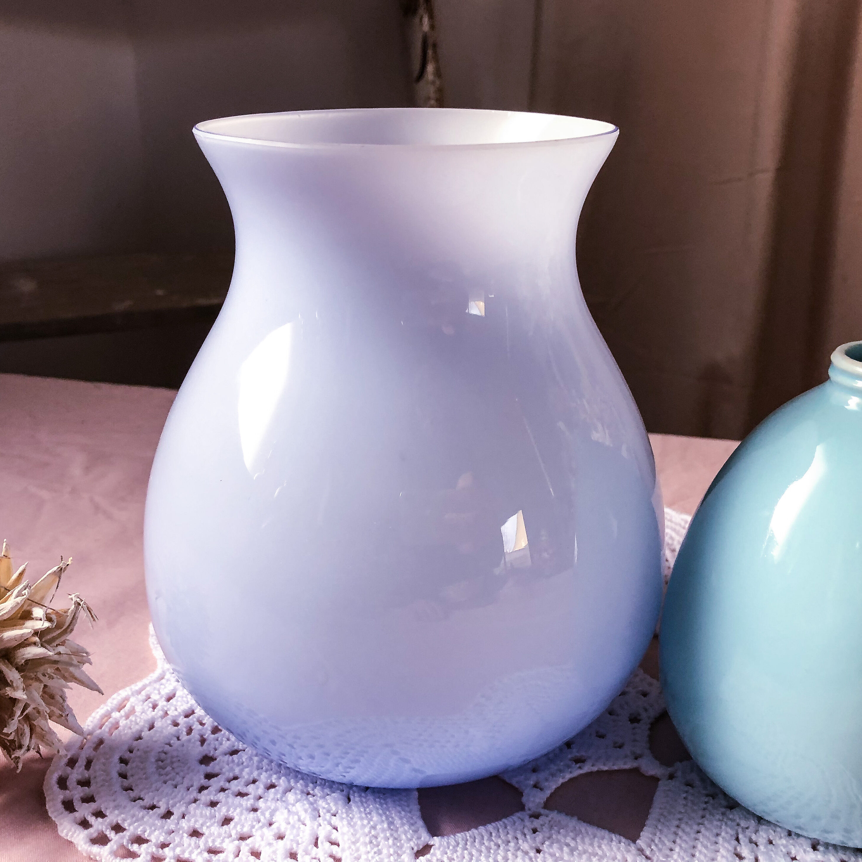 Blue opaline ball vase