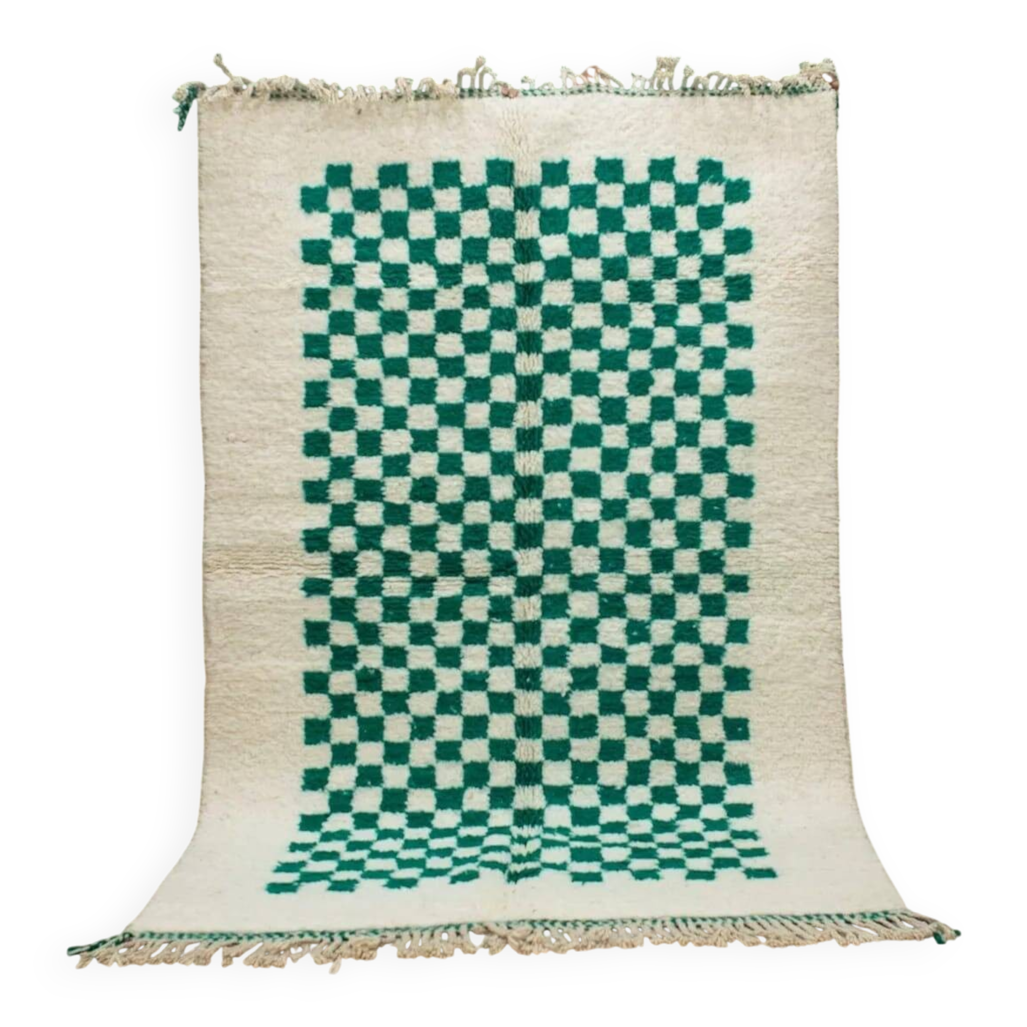 Green square Berber rug size 150 x 250 cm