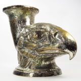 Ancient Vase Rhyton Eagle Head in Silver Brass-1900s
