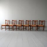 Set of 6 Scandinavian Teak Chairs with Yellow Seats