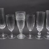 Lot of 6 mismatched champagne flutes