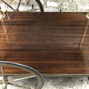 Vintage brass rolling table with 2 trays 70'S