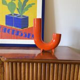 Space age orange ceramic vase, Italy ca. 1960