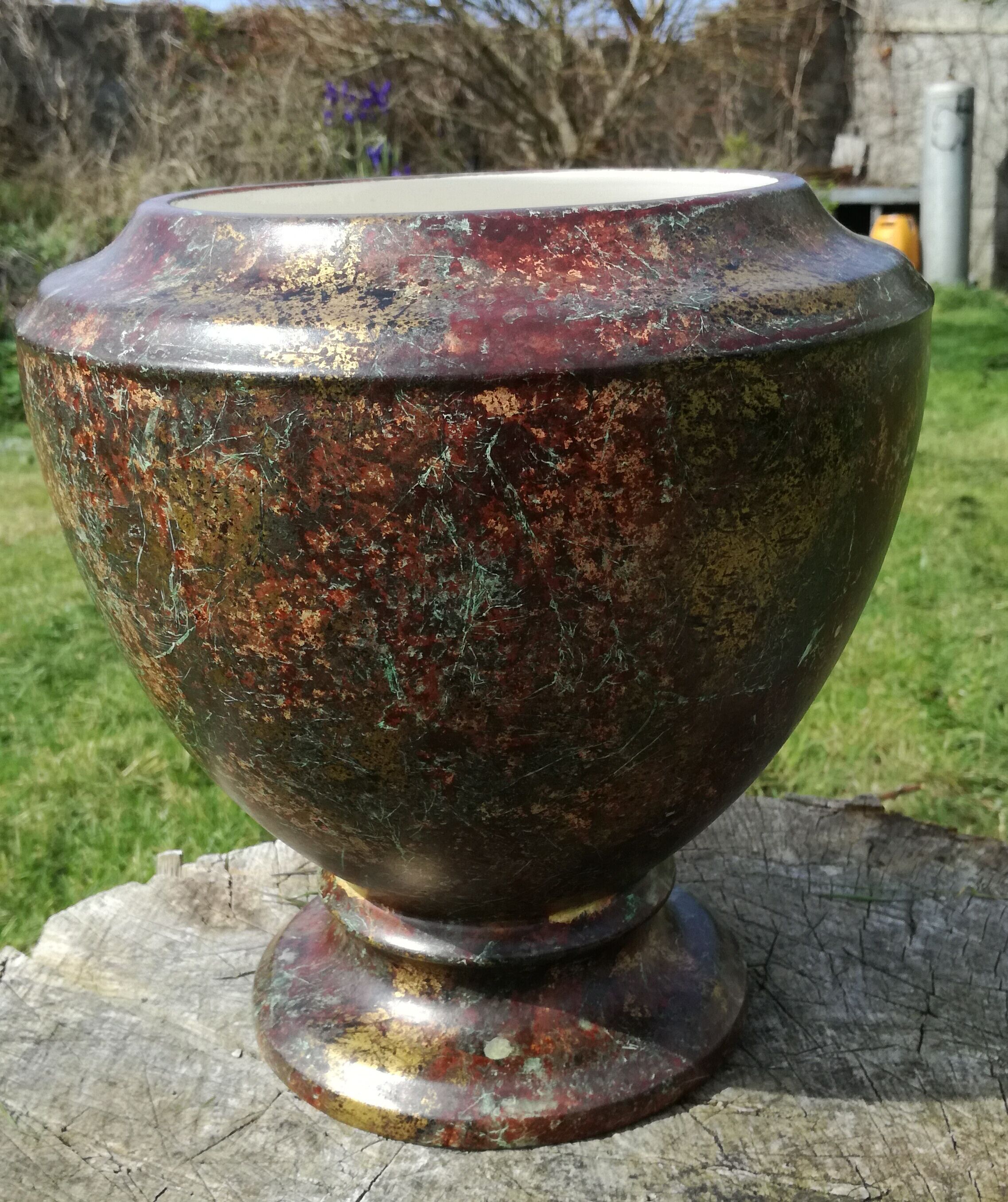 Important vase ceramic has marble effect "chaumette"