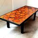 Ceramic coffee table glazed orange vintage 1960