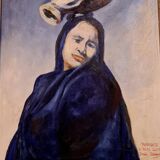 Oil on canvas homage to mad leclercq: orientalist school around 1950