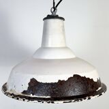 Industrial British White Enamel Factory Pendant Lamp from Benjamin, 1960s