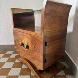 Art Deco bedside table in wood and mirror