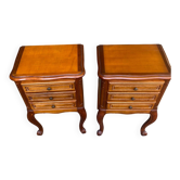 2 tables de chevet Louis XV en merisier 1970