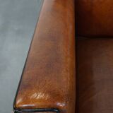 Sheepskin Leather 2-Seater Art Deco Sofa