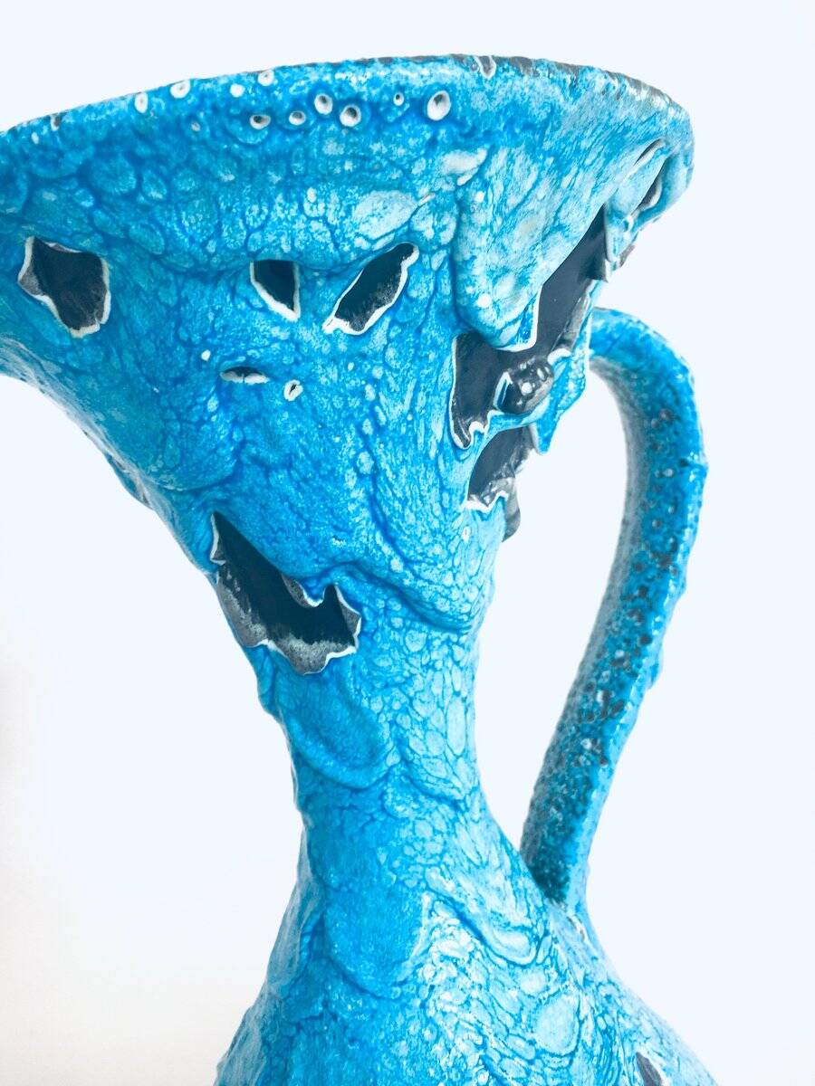 Art Ceramic Fat Lava Decanter Carafe Vase from MCM, Italy 1960s