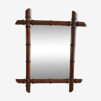 Miroir en bois imitation bambou