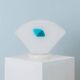 Murano glass table lamp - shell silhouette, frosted glass with blue detail - postmodern Memphis style, 1980s Italy - bedside lamp, gift idea