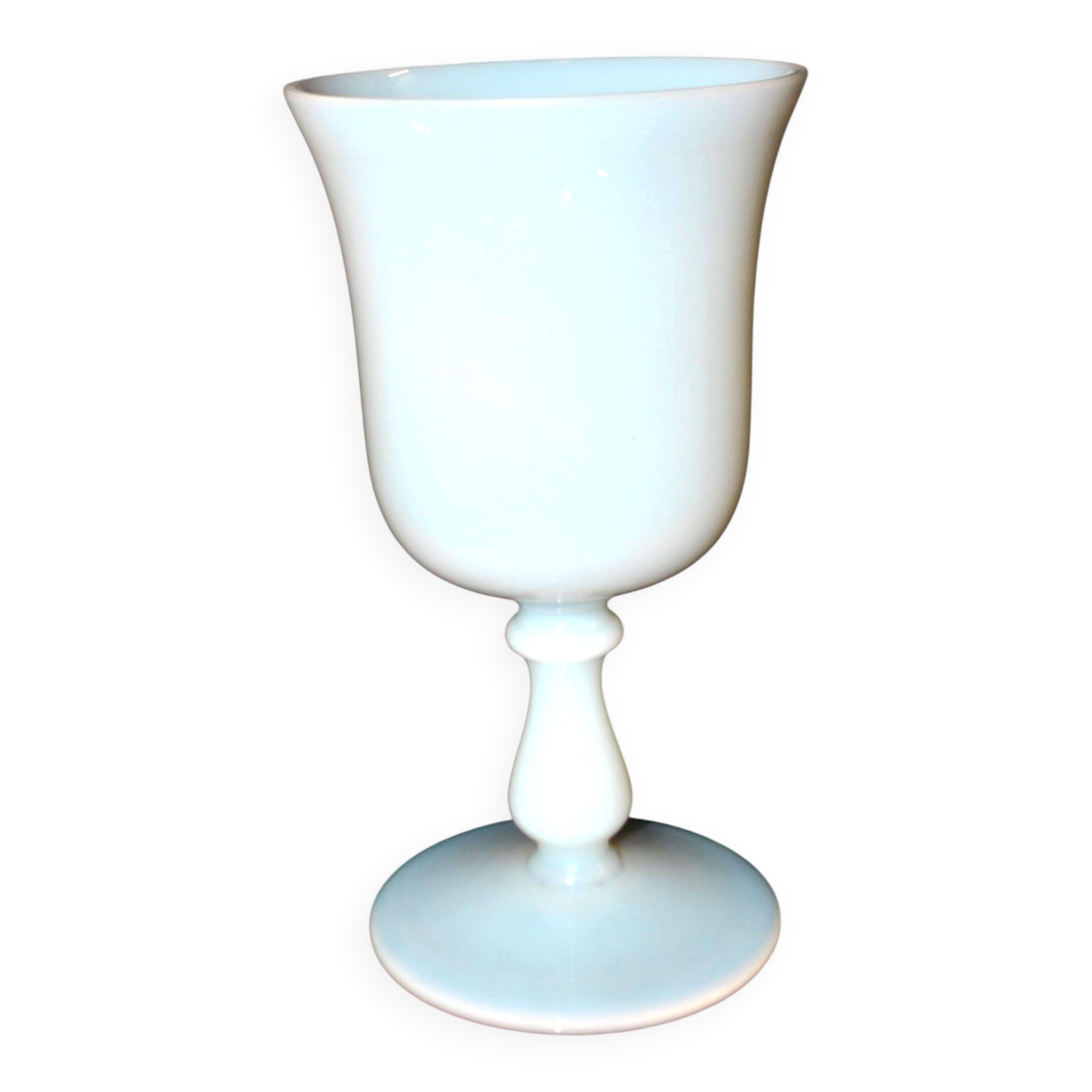 Antique footed glass in white opaline goblet chalice – Meisenthal craftsmanship?