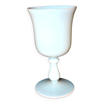 Antique footed glass in white opaline goblet chalice – Meisenthal craftsmanship?